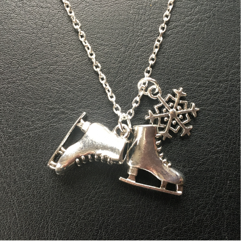 silver necklace ice skates gift idea ice skating