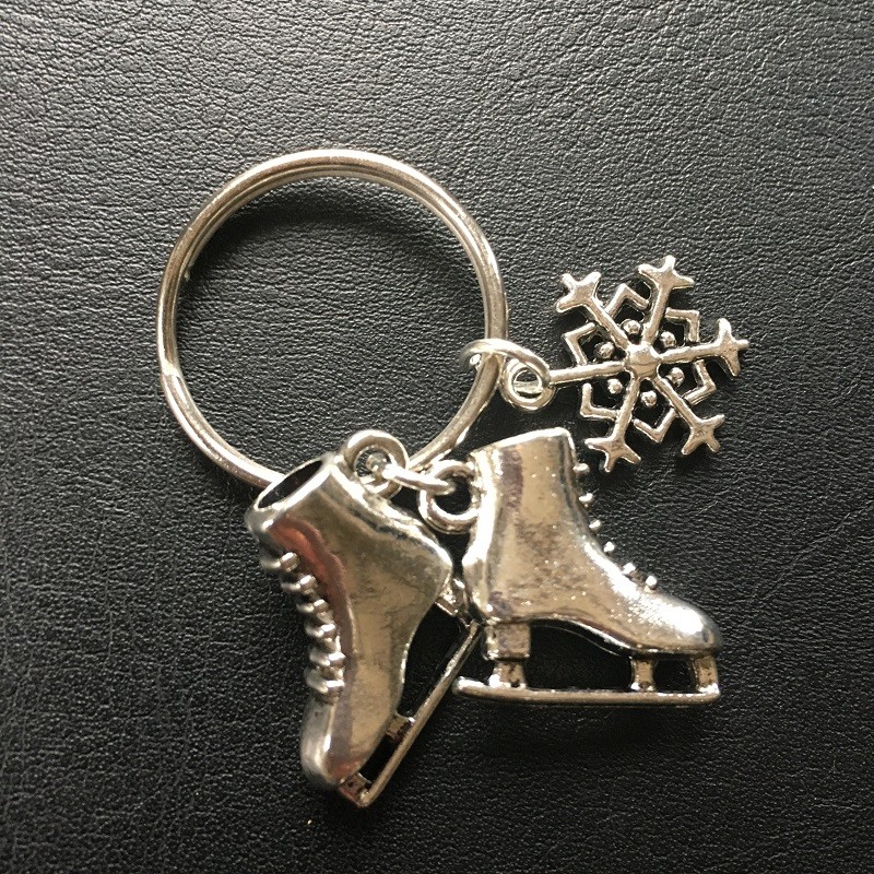 keychain ice skates skating winter snow flake gift idea