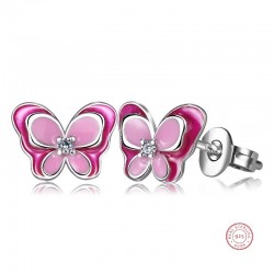 pink butterfly stud earring for kids