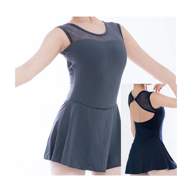Short sleeveless dance dress grey or blue