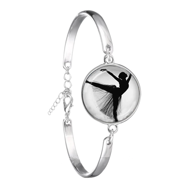 silver bracelet with ballerina medallion