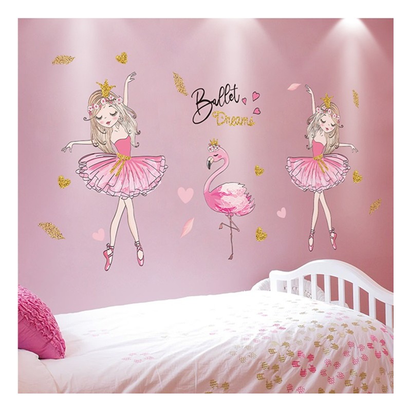 ballerina decoratie sticker flamingo balletgeschenk balletcadeau