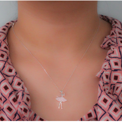zilveren ballerina ketting rose zirkoon