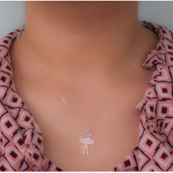 sterling silver ballerina necklace with pink zircon ballet gift idea