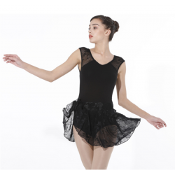 black sleeveless mesh dance dress
