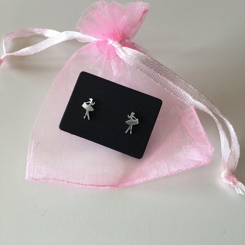 zilveren ballerina oorring prikker - ballet geschenk ballet cadeau idee verjaardag