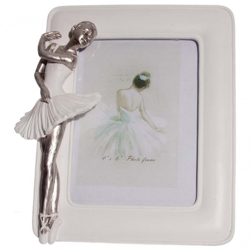 ballerina fotokader zilver/wit decoratie ballet geschenk ballerina cadeau