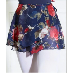 floral chiffon ballet wrap skirt blue red