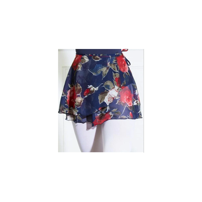 floral chiffon ballet wrap skirt blue red