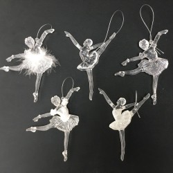Ballerina-Weihnachtshänger aus Acryl, 5er-Set