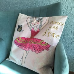 ballerina pillow cover in linnen ballet gift idea