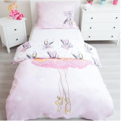 Ballerina-Bettbezug, doppelseitig, Baumwolle, rosa kinder zimmer dekoration