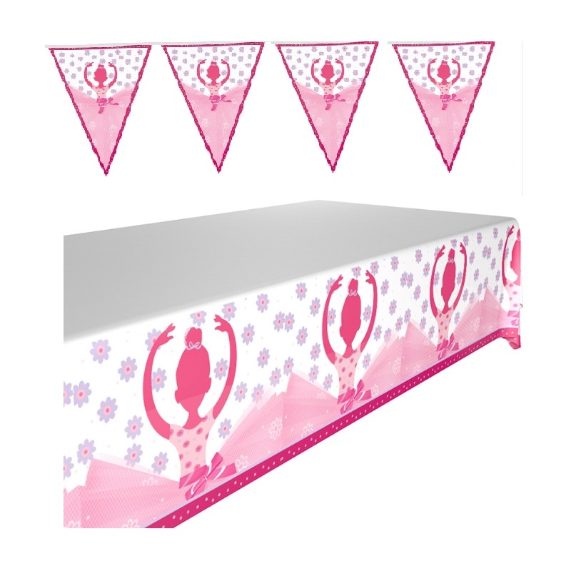 Ballerina-Tischdecke und Wimpelkette aus PVC