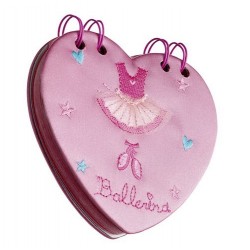 Pink Satin Ballerina Heart Shaped Notebook KATZ