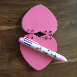 Pink Satin Ballerina Heart Shaped Notebook KATZ