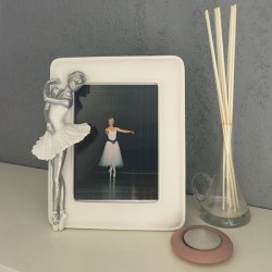 Ballerina-3D-Fotorahmen silber/weiß
