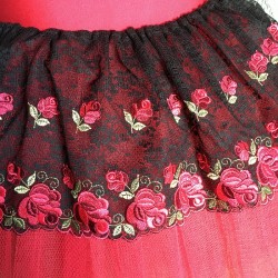red and black tutu with overlay in lace