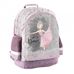 silver/pink ballerina schoolbag Happiness is dance -balletgift