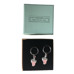 silver ballerina earrings ballet shoe with pink Swarovski