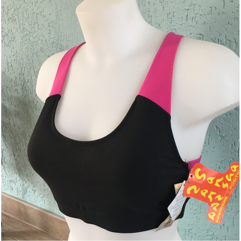 short dance or fitness top black bright pink Sansha Asha