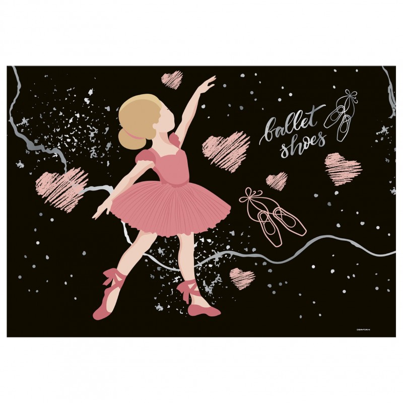 ballerina desk pad for children pink and black