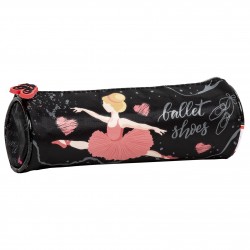 ballerina black and pink cillinder pencil case