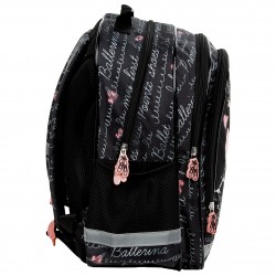 black and pink ballerina schoolbag
