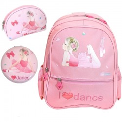 pink ballerina backpack set for children pocket mirror make-up bag ballet dancer