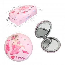 pink ballerina shoulderbag set for children pocket mirror make-up bag