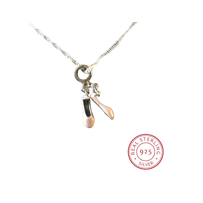 ballerina ketting echt zilver met balletschoentjes