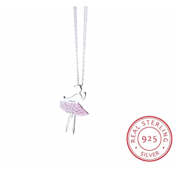 sterling silver ballerina necklace with pink zircon