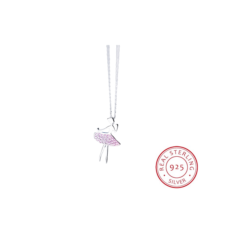 collier ballerine argent 925 avec zircon rose