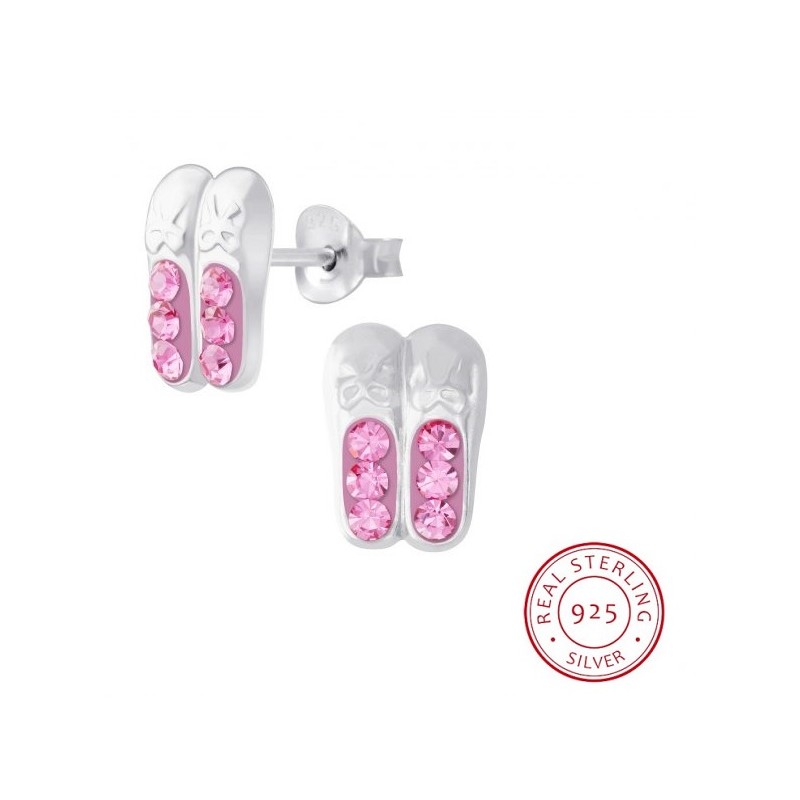 ballerina stud earrings ballet shoe silver