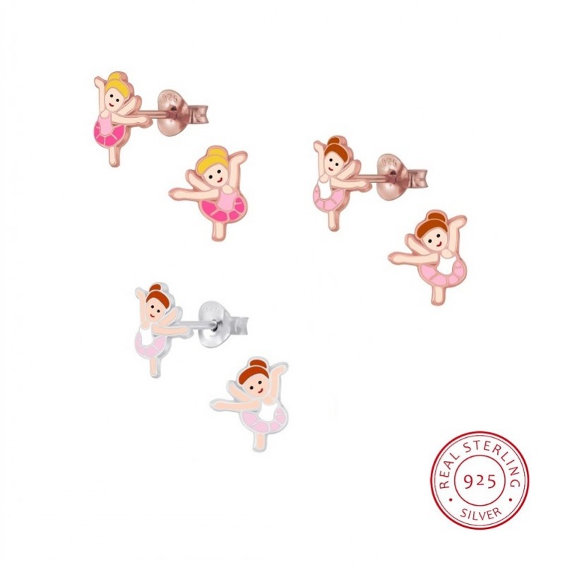 Silberner Ballerina-Ohrring für Kinder