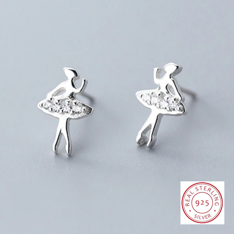 boucles d'oreilles ballérine argent 925 zircone