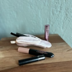 pink satin ballet shoe hair accessory bag/  wallet ballet gift idea