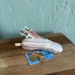pink satin ballet shoe hair accessory bag/  wallet ballet gift idea