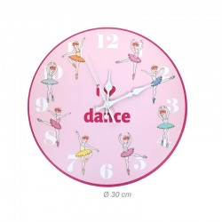 rose ballerina muurklok I love dance voor kinderen wandklok horloge uurwerk