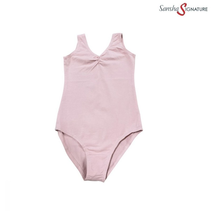 pink sleeveless ballet leotard for kids Sansha Shanice