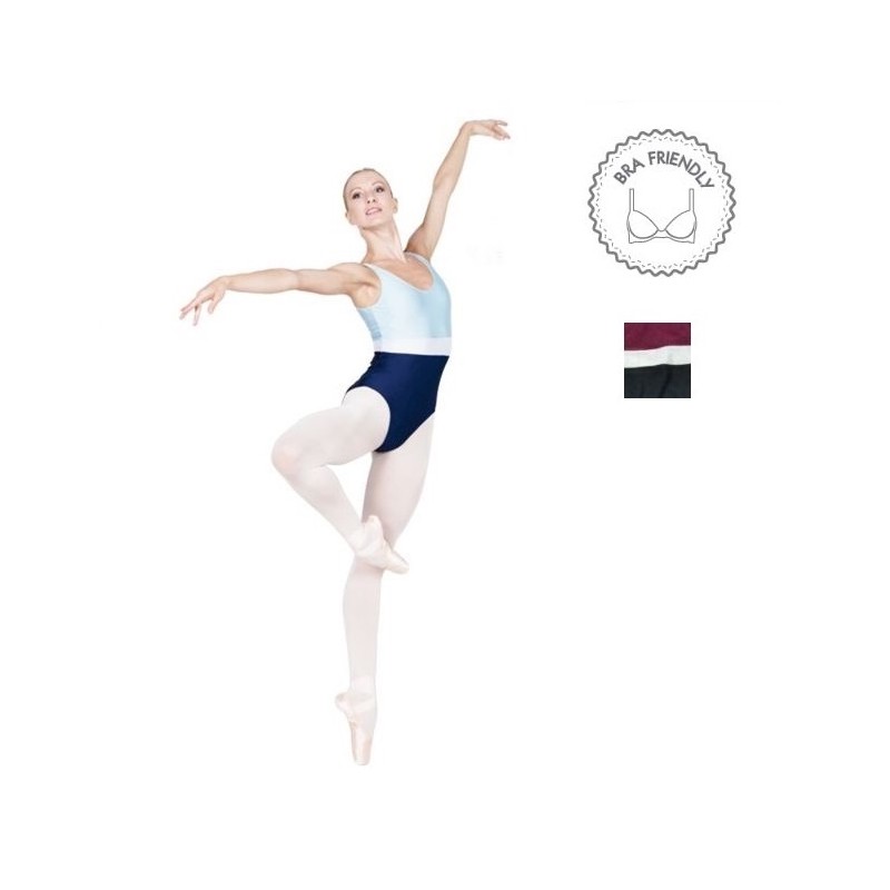 sleeveless ballet leotard 3-tone blue or burgundy