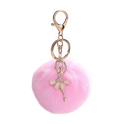 ballerina keychain with pompom pink