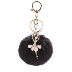 black ballerina keychain with pompom