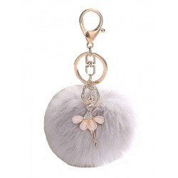 grey ballerina keychain with pompom