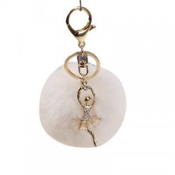 white ballerina keychain with pompom