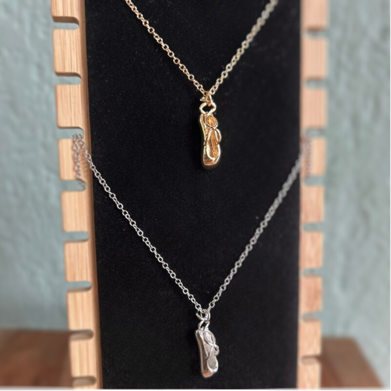 ballet necklace with ballet shoe silver or gold ballet gift idea