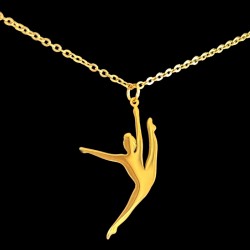 gold colored necklace modern dancer/ gymnast