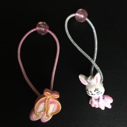 pink ballerina hair ties for kids rabbit ballet shoe