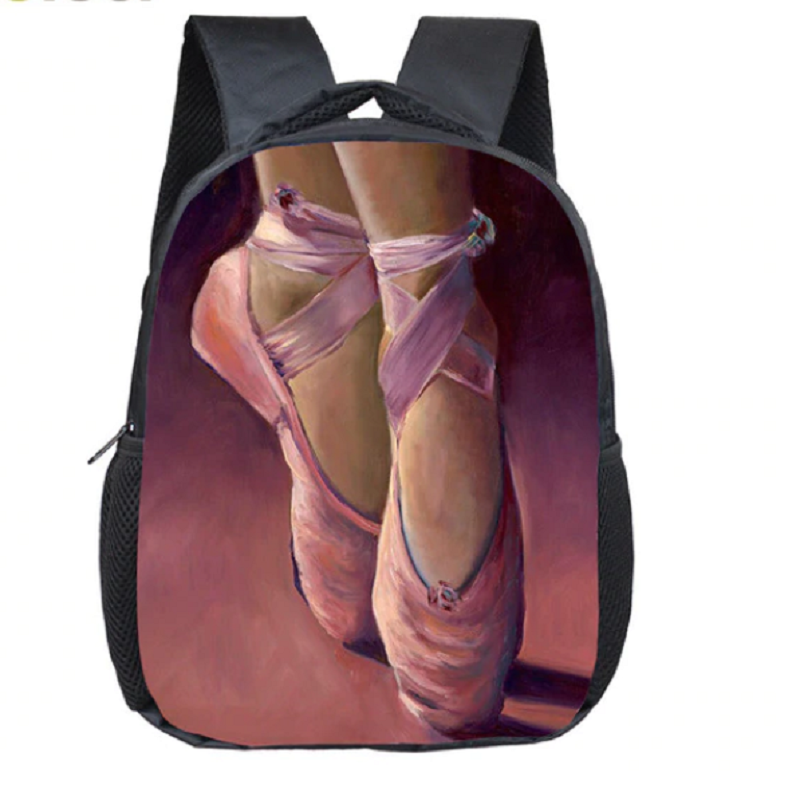 Schwarz/rosa Ballettrucksack mit Spitzenschuhen